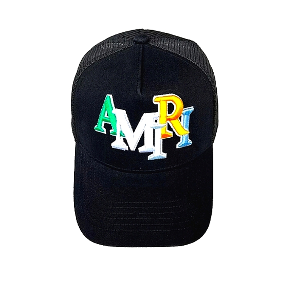 AMIRI Black Trucker Hat with Multicolor Logo